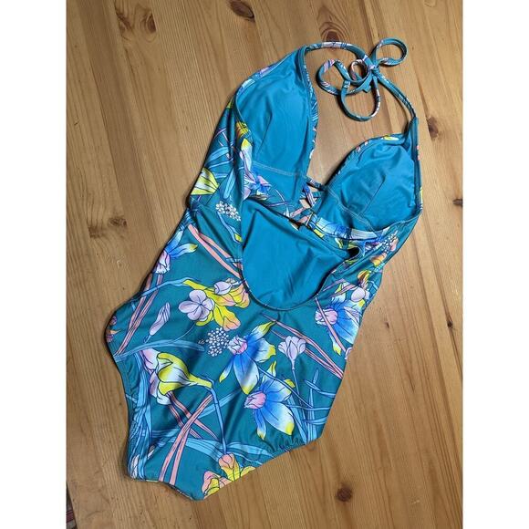 Mod Cloth Tropical Floral One Piece Swim Suit Women Small Resort Beach Trip Fun - Picture 3 of 10